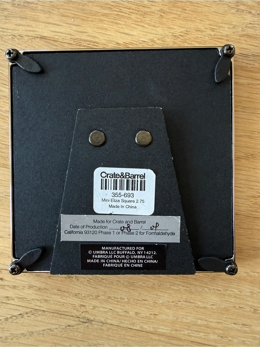 Crate&Barrel Silver Metal Mini Photo Frame